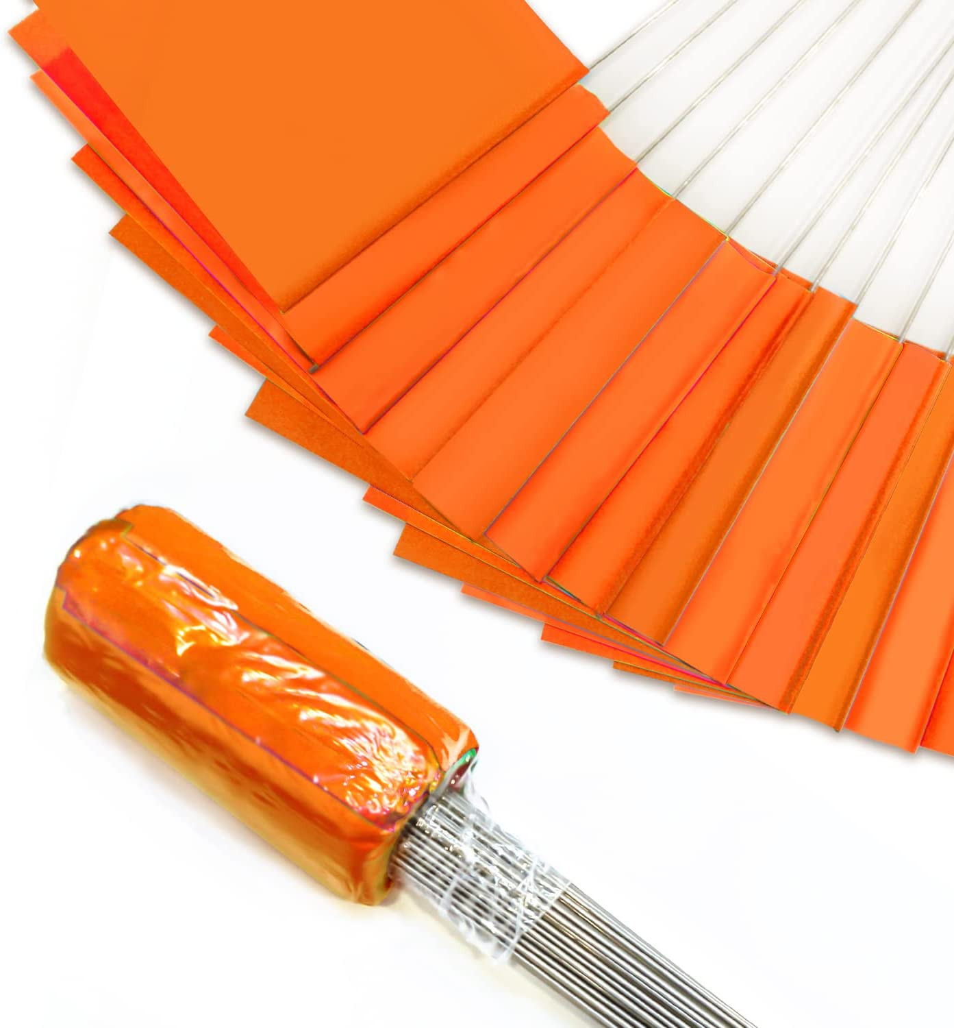 100Pack Fluorescent Orange Marking Flags, Writable | 15X4X5 Inch, Yard Flags for gallery