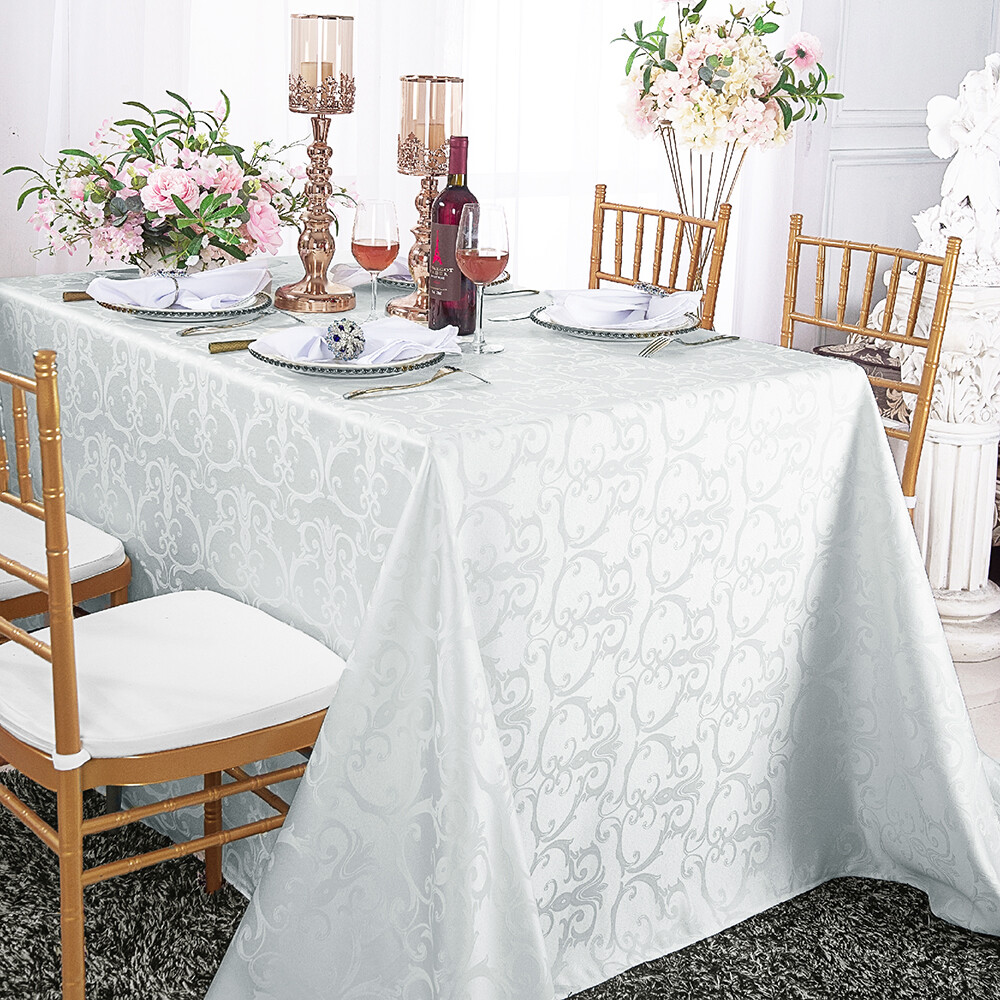 Wedding Linens Inc.72" x 120" Rectangular Damask Jacquard Polyester Tablecloths gallery