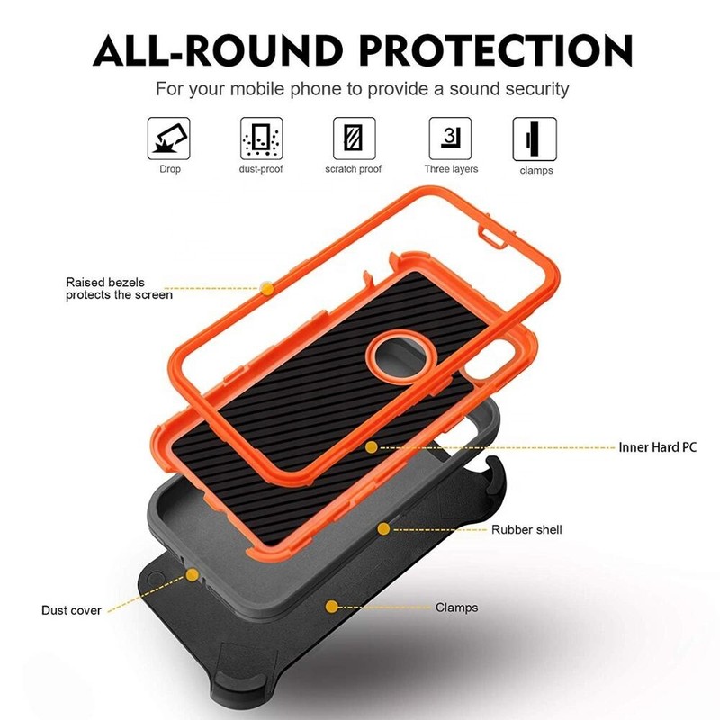For iPhone 15 14 13 12 11 Pro Max Shockproof Defender Cover Case W/Belt Clip gallery