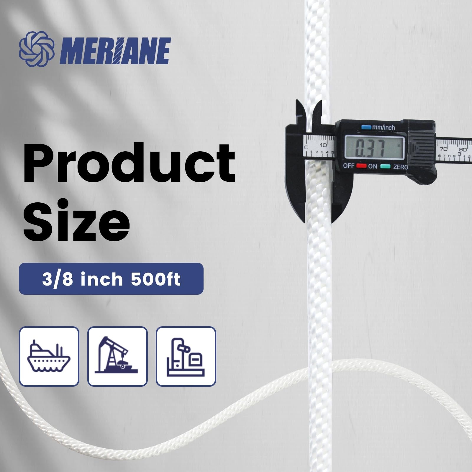 Nylon Rope 3/8 Inch 500 Ft Braided Abrasion UV Resistant White MERIANE Solid gallery