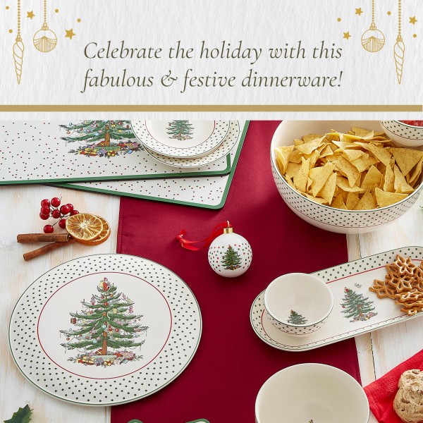 Spode Christmas Tree Polka Dot Tidbit Plates Set of 4 - Dishwasher Safe gallery