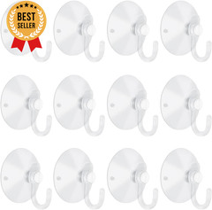 12 Pcs Small Suction Cups with Hooks 1.2 Inch Clear for Glass Window Wall Decor