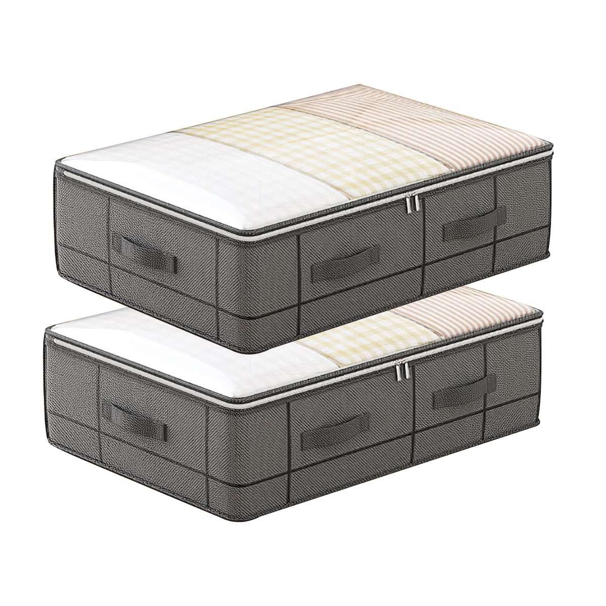 2PCS Large Capacity Zippered Under Bed Storage Bag Non-woven Clothes Storage gallery