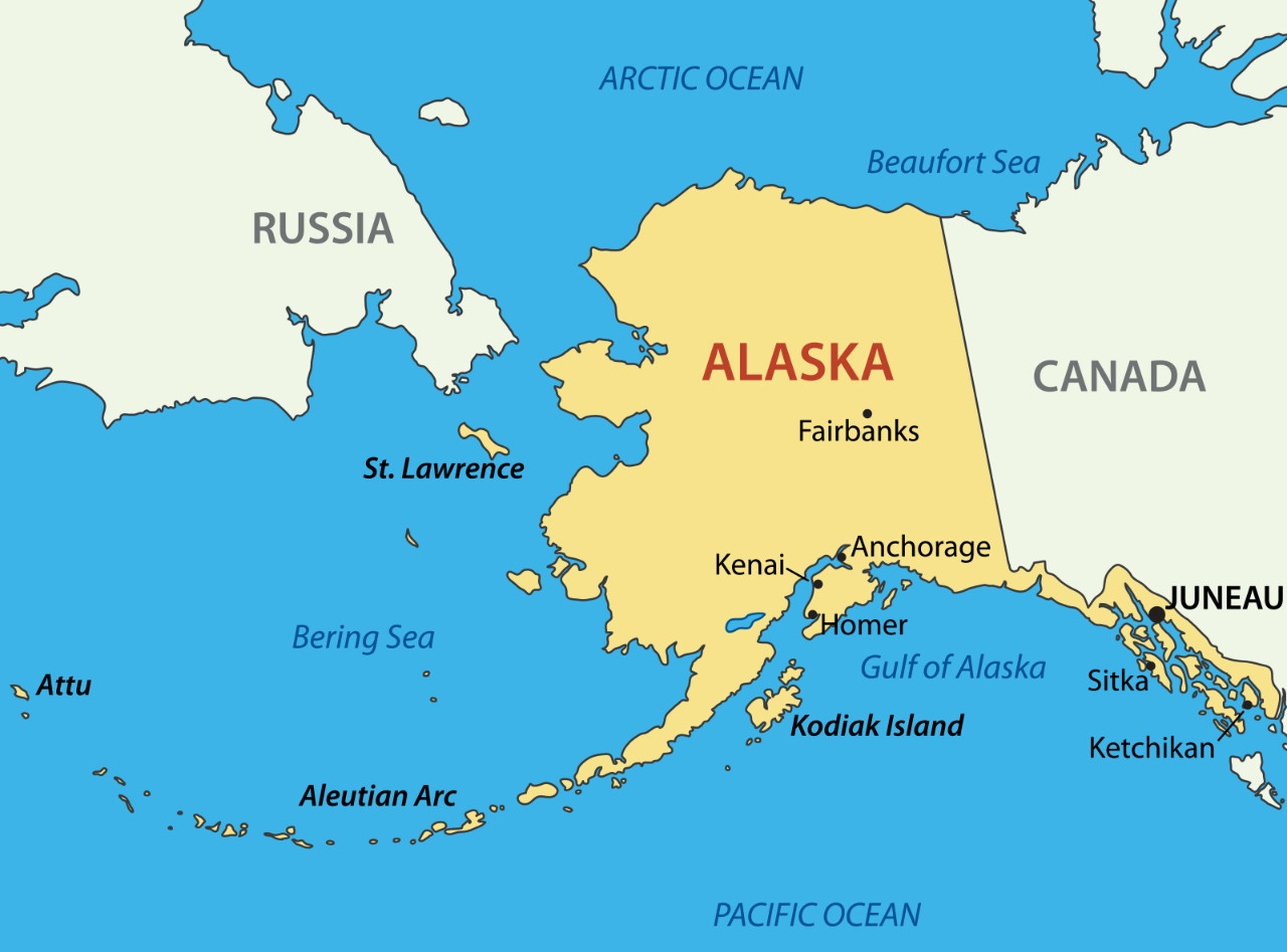 ALASKA STATE MAP GLOSSY POSTER PICTURE PHOTO PRINT russia canada city 3317 gallery