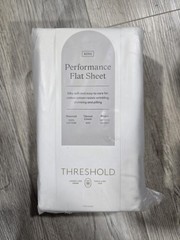 Threshold KING Performance Flat Sheet Cotton Sateen Cream 400 Thread Count NEW