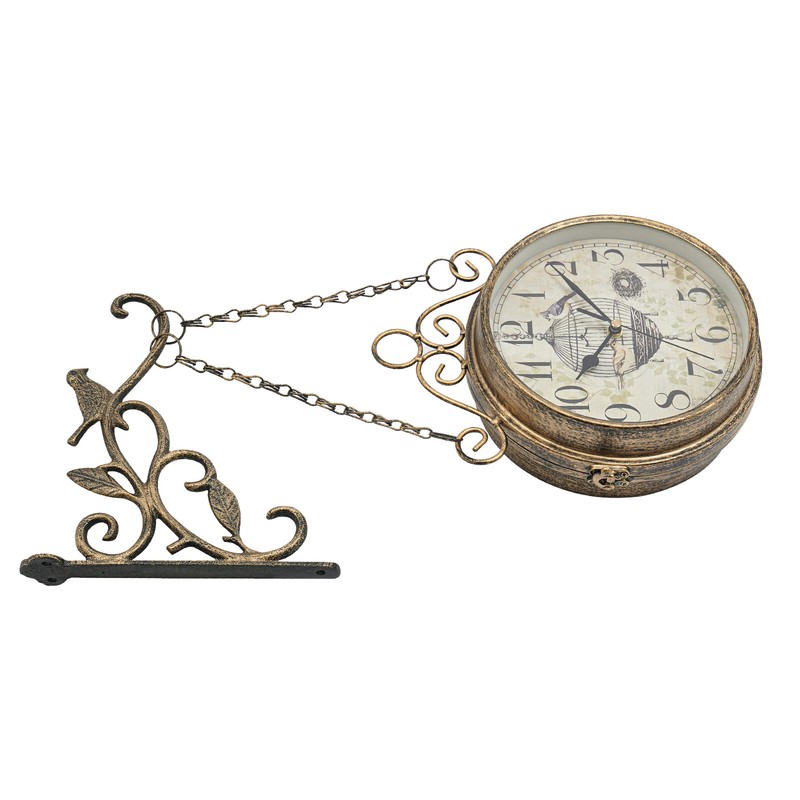 Double Sided Wall Clock Vintage Metal Clock European Style Hanging Clock 7.7Inch gallery