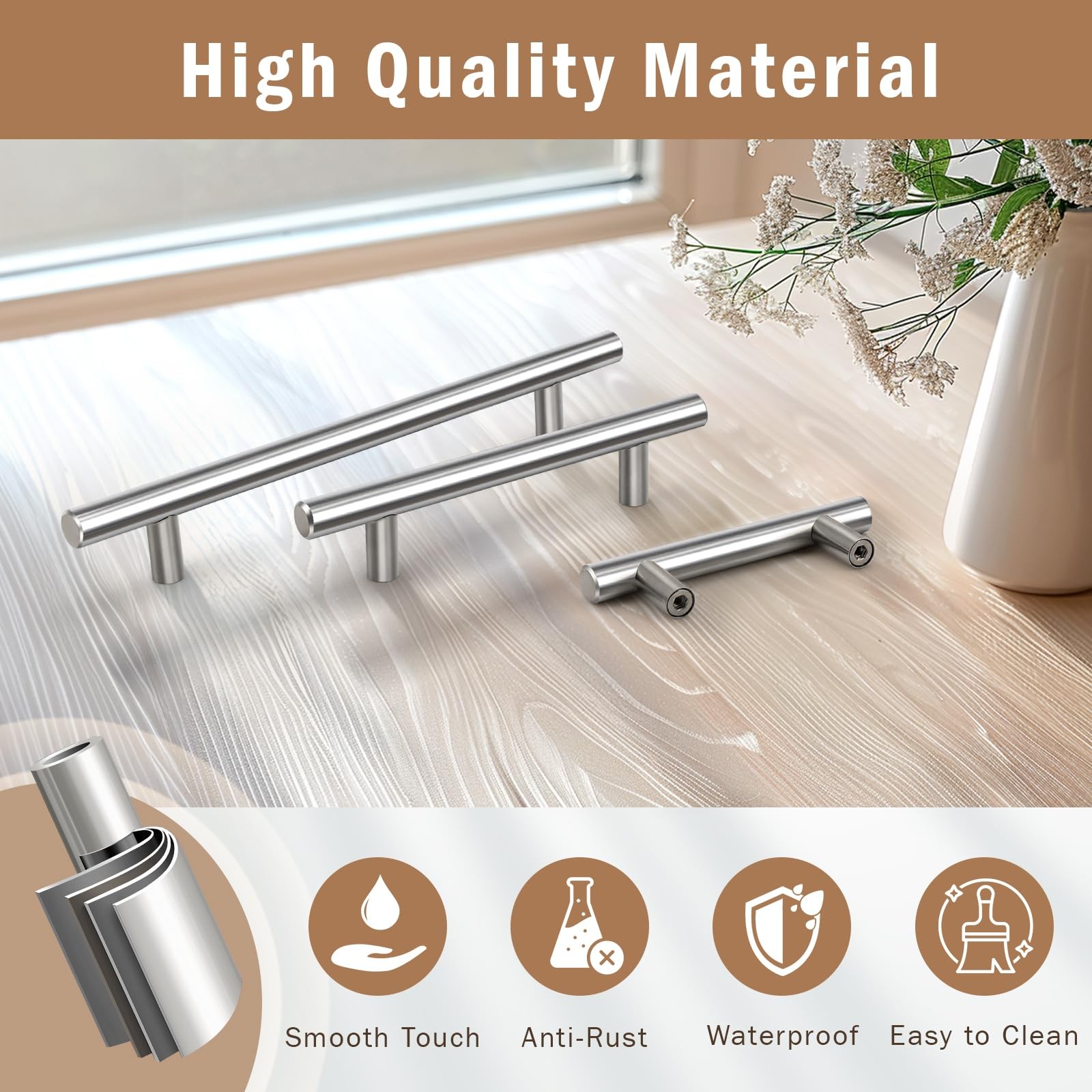 30 Pack Brushed Nickel Pulls 3 Inch Hole Center Drawer & Cabinet Handles gallery