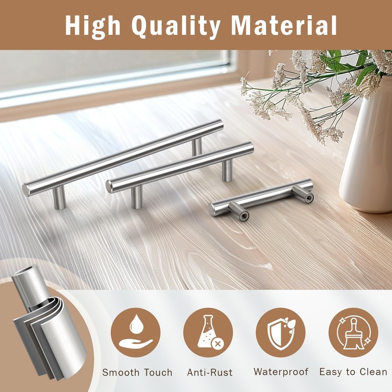 30 Pack Brushed Nickel Pulls 3 Inch Hole Center Drawer & Cabinet Handles gallery