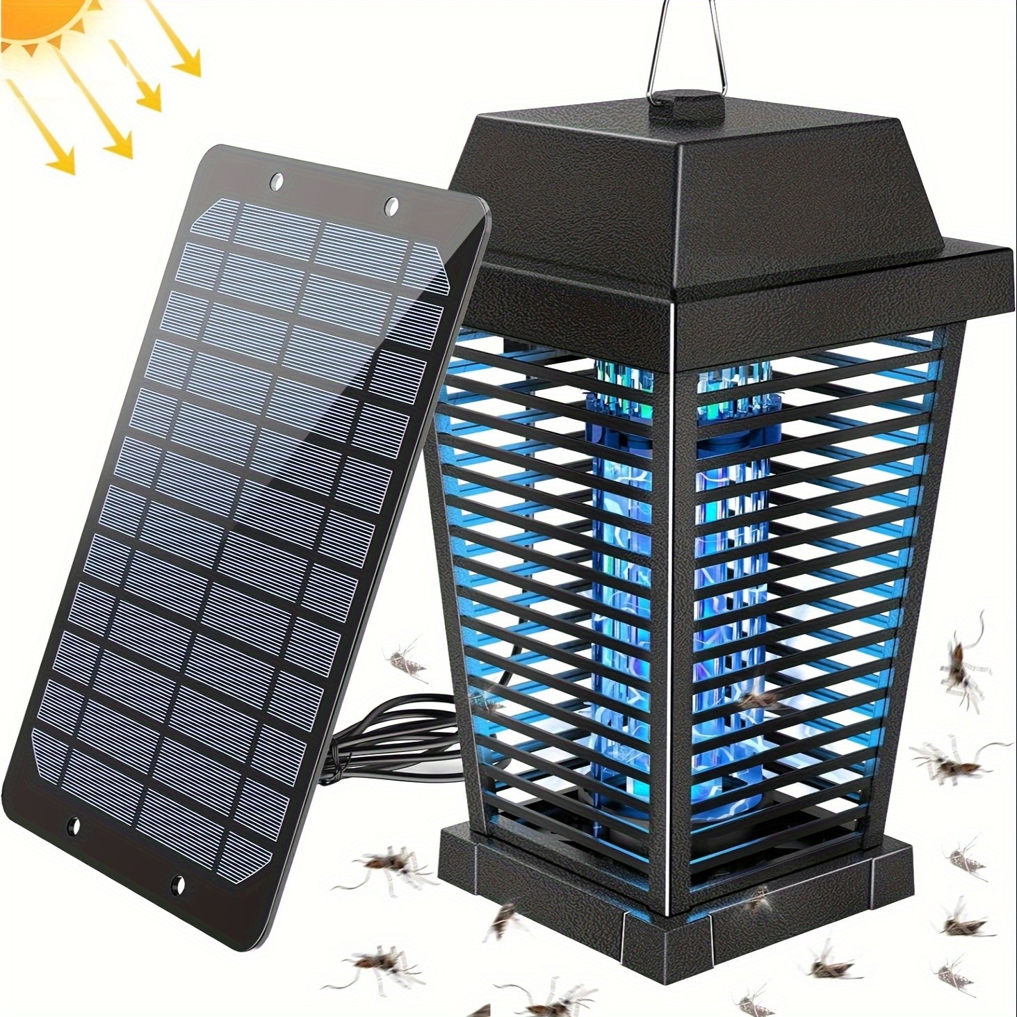 Solar Bug Zapper Outdoor Mosquito Zapper 4500V Waterproof Rechargeable Fly Zappe gallery