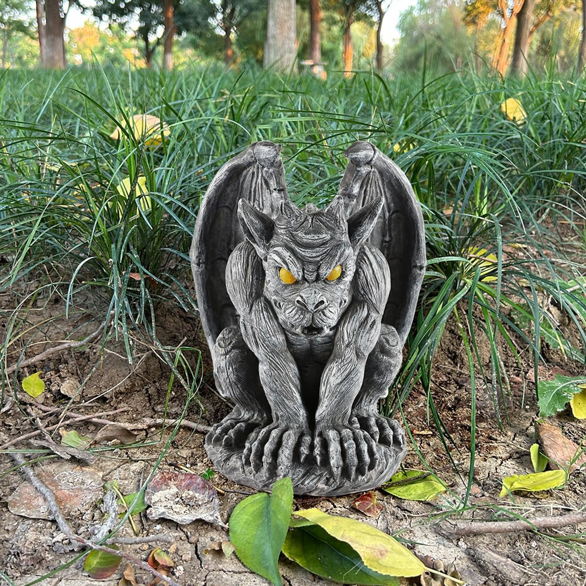 Large Winged Gargoyle Statue with Solar Lights Outdoor Gargoyle Statue Garden Gu gallery