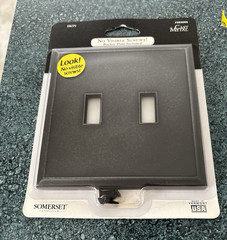 Somerset Double Light Switch Wallplate NO VISIBLE SCREWS #363065 Brand New”IRON”