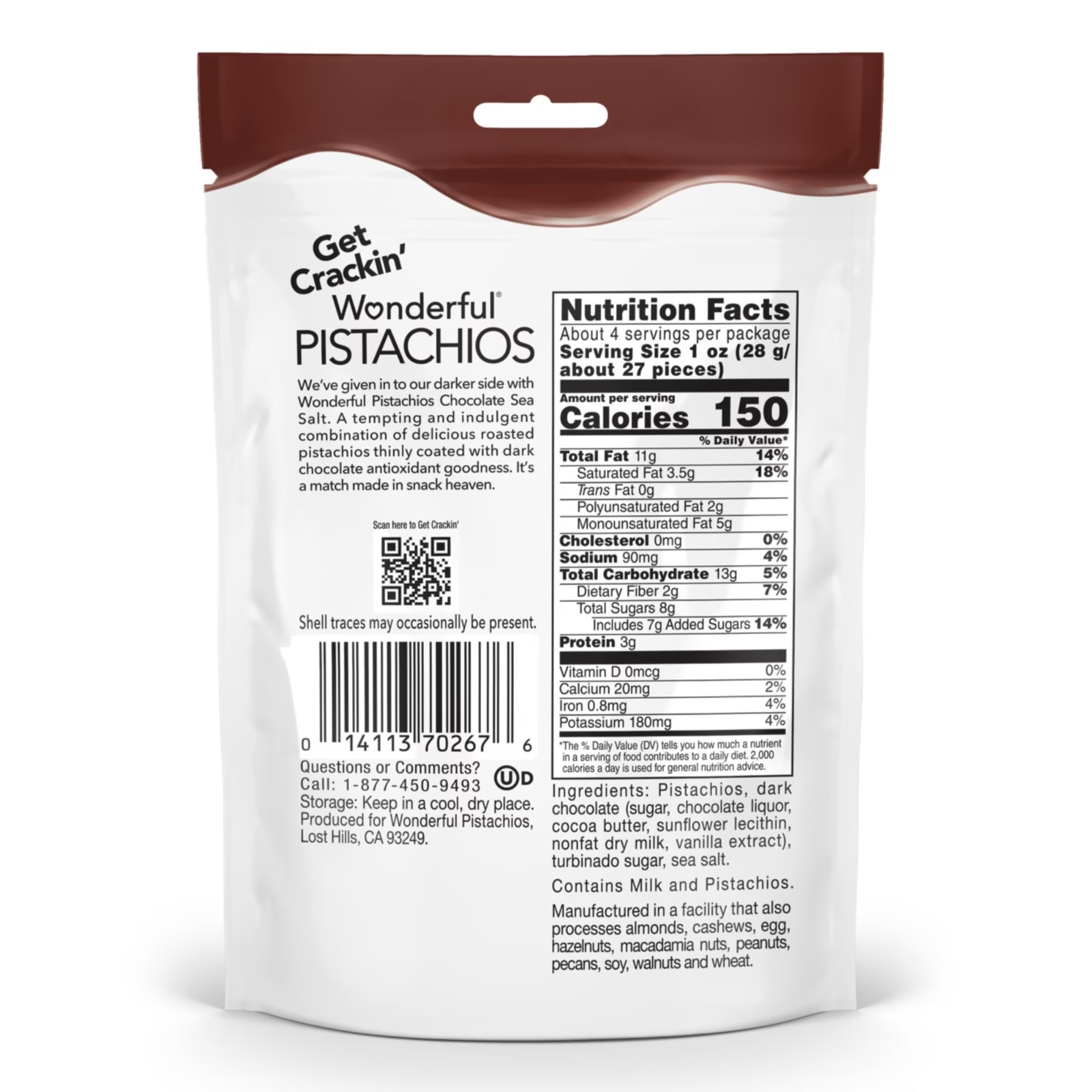 Wonderful Pistachios Chocolate Sea Salt, 4 Ounce Resealable Bag-free shipping gallery
