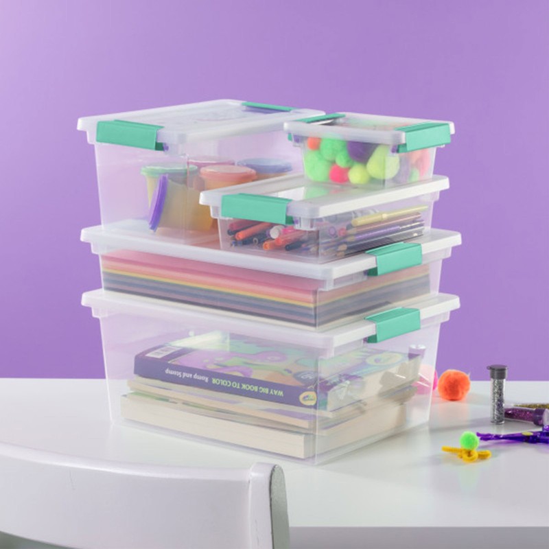 Sterilite 5.7 Qt. Large Plastic Stackable Storage Bin w/Clear Latch Lid (6 Pack) gallery