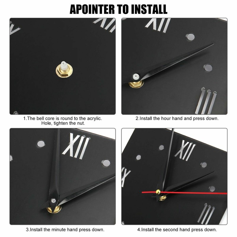 7 Styles Modern DIY Large Wall Clock 3D Mirror Surface Sticker Home Office Decor gallery