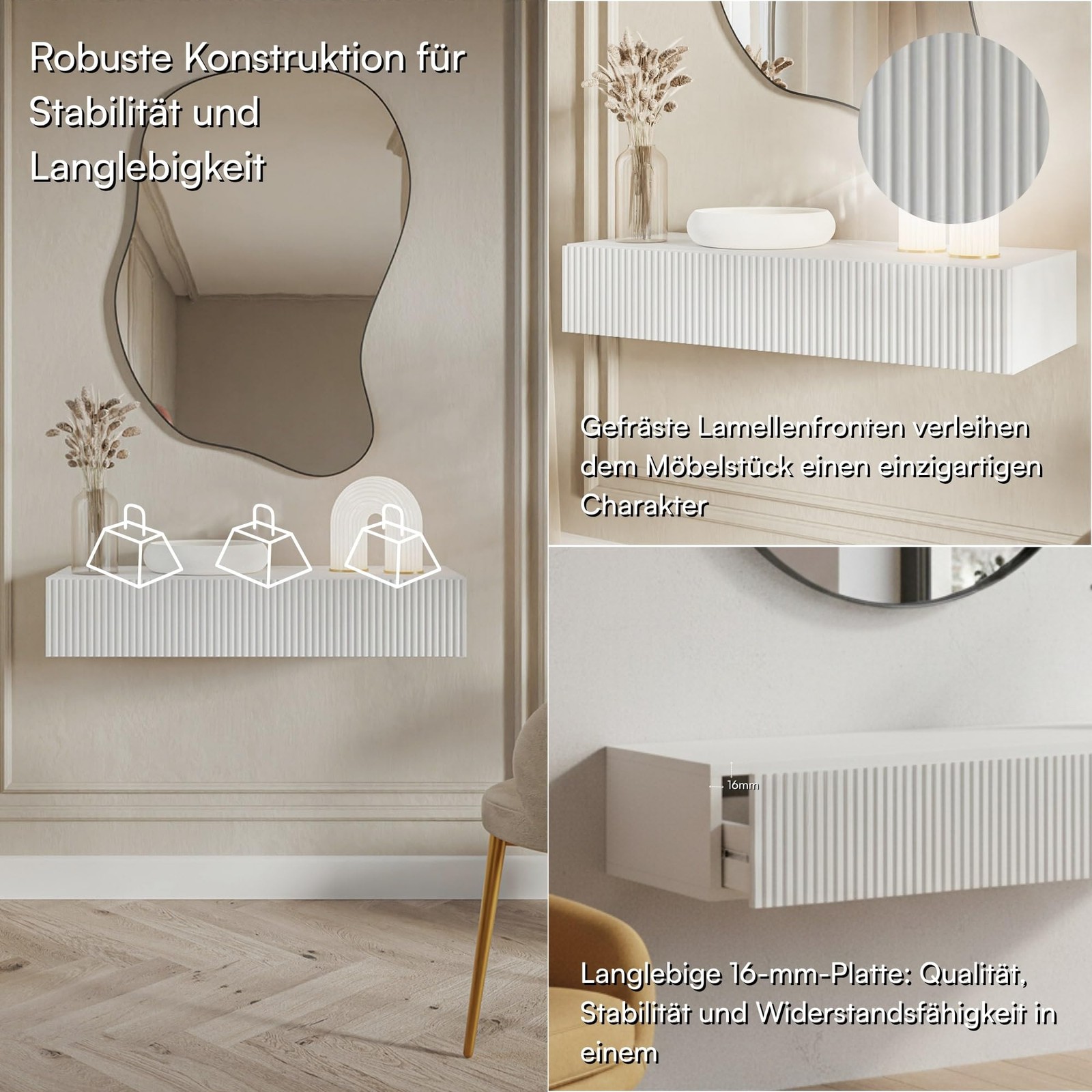 Console Table Veldio, 90 cm, White gallery