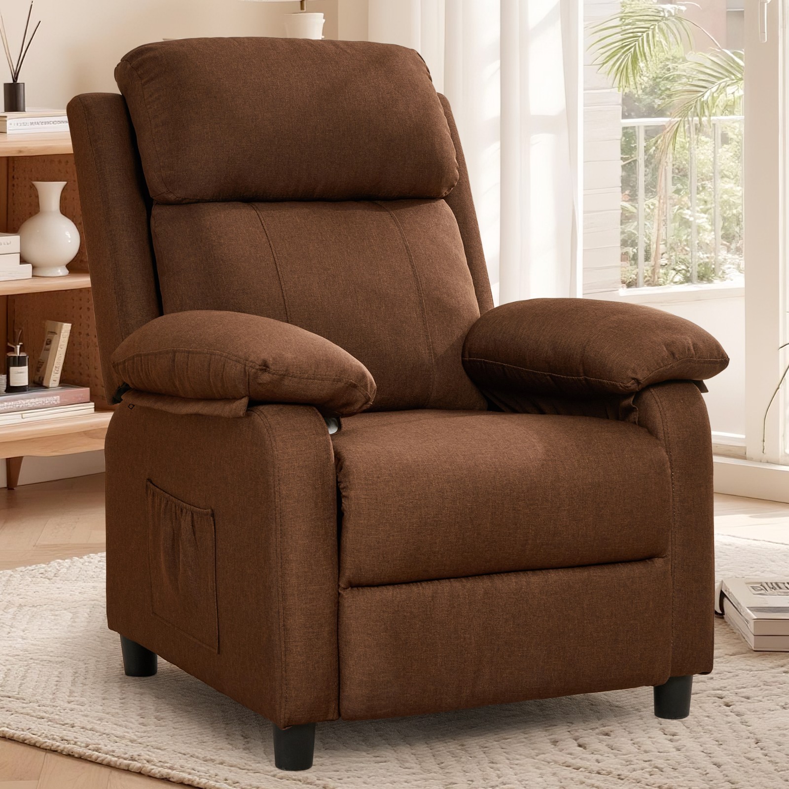 Korser Small Manual Push Back Recliner Chair with Side Pockets for Living Room gallery