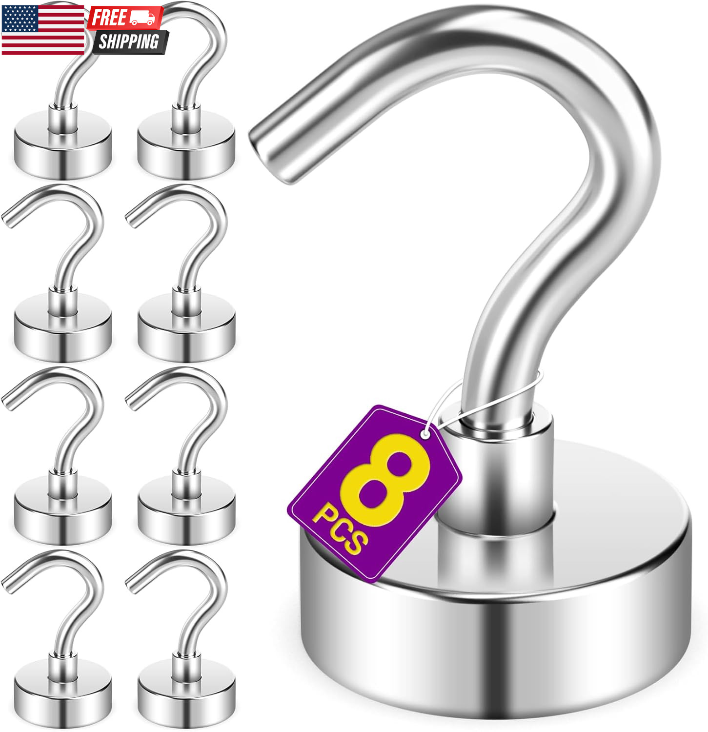 8 Pack Magnetic Hooks for Cruise Cabins 25 LB Magnets Heavy Duty Magnet Hooks fo gallery