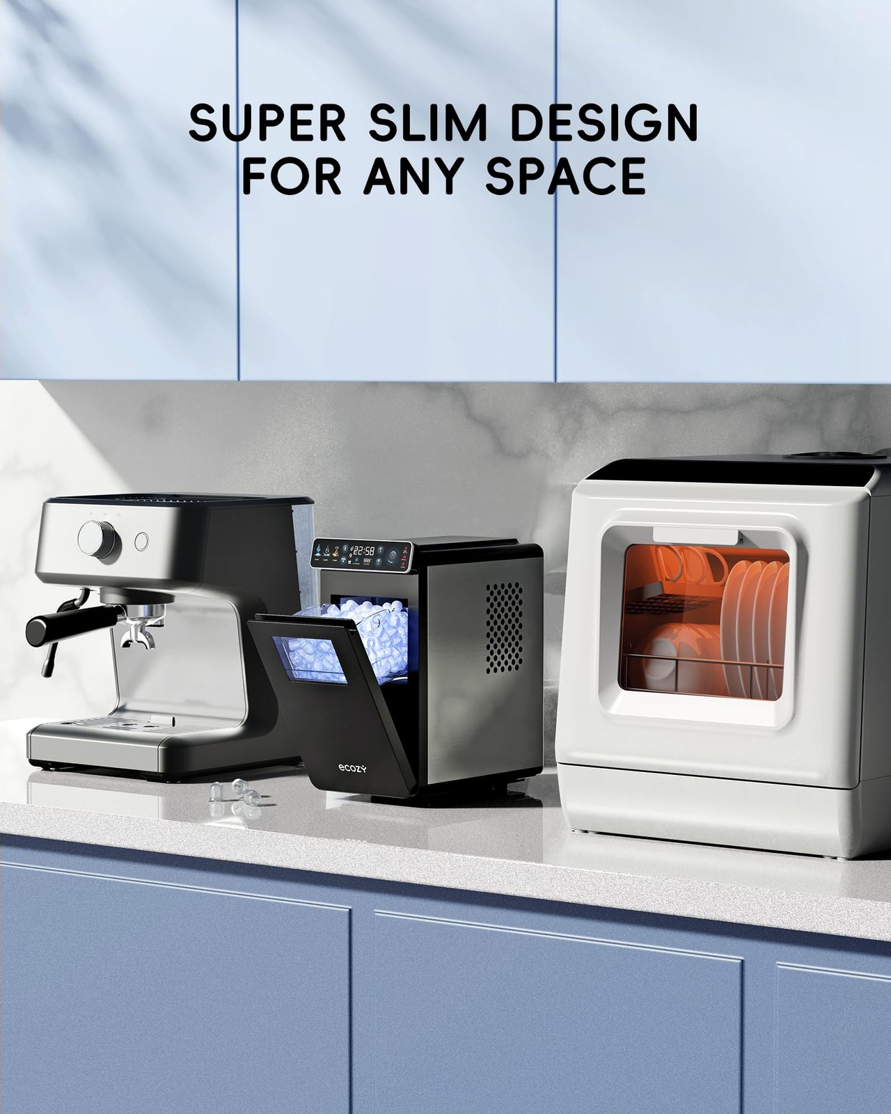 Ice Maker Countertop 26lb 24H Portable Self Cleaning Two Sizes ecozy Makers Slim gallery