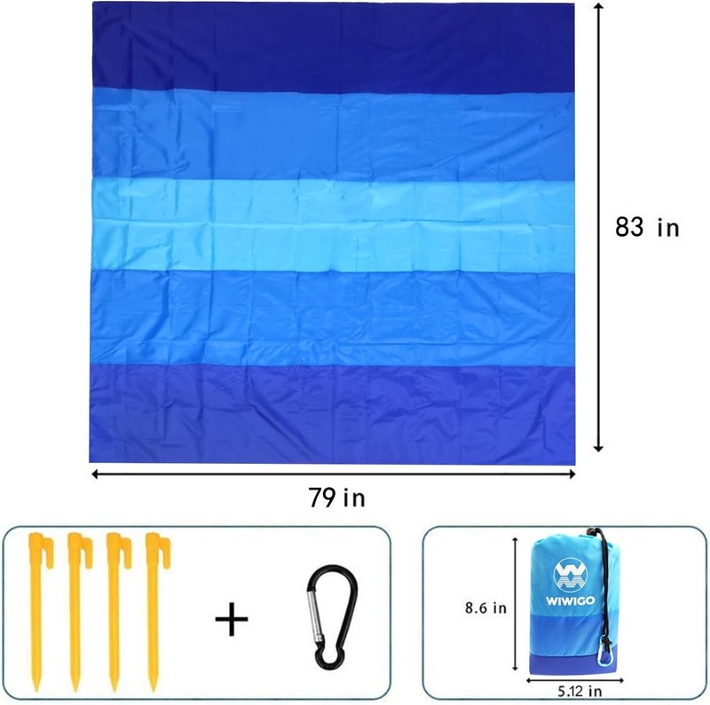 Beach Blanket Waterproof Sandproof Beach Mat 79" X 83"/10'x9'for 2-8 Adults Q... gallery