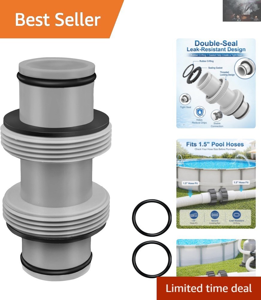 Quick-Install 1.5" Pool Hose Adapter - Durable No-Tool Connector for Filtration