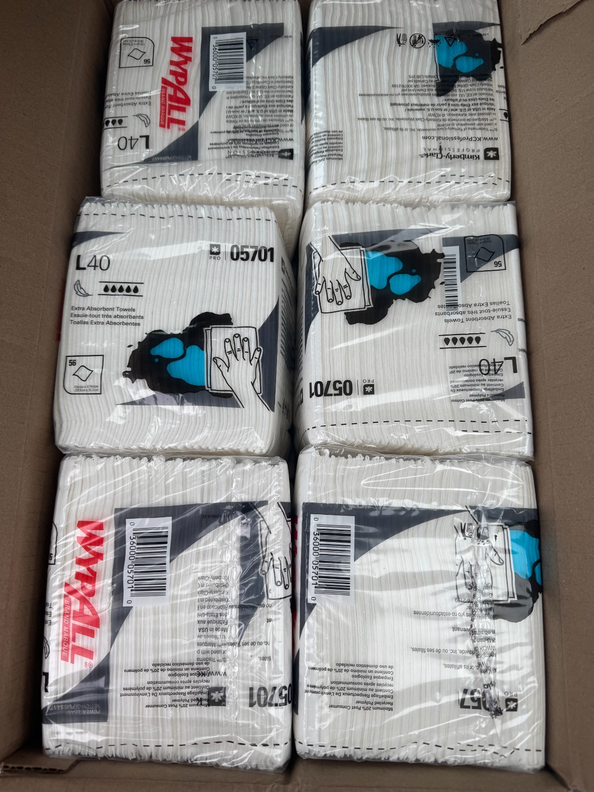 WypAll L40 Disposable Washcloth Task Wipes 12.5 X 13" 05701 Case of 1008 Wipes gallery