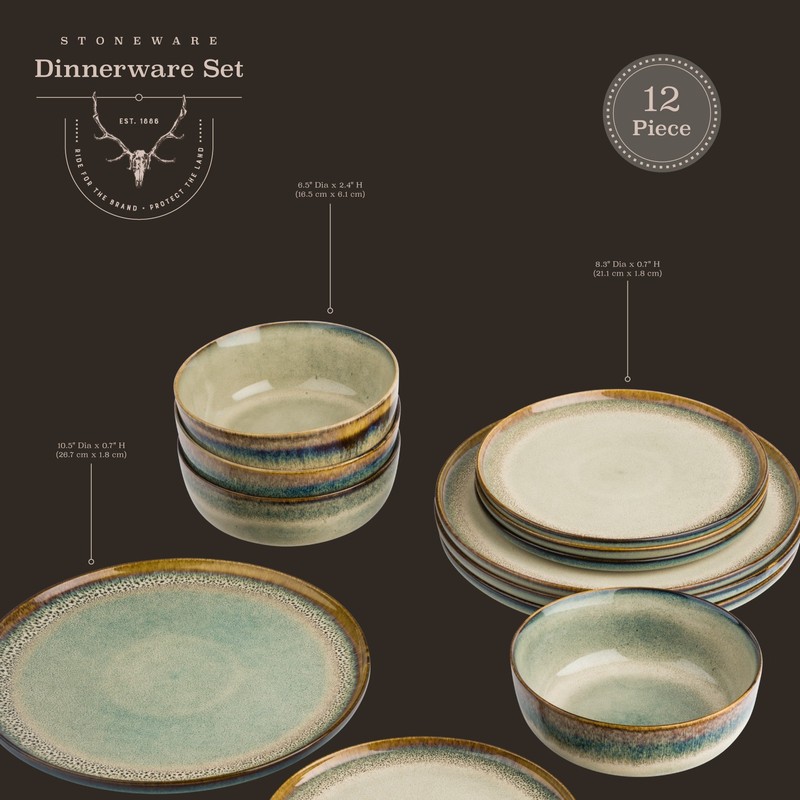Kayce 12-Piece Reactive Ceramic Dinnerware Set gallery