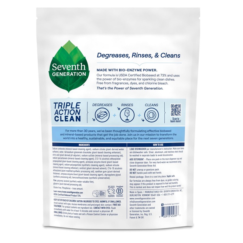 Seventh Generation Triple Action Clean Automatic Dishwasher Detergent Packs gallery