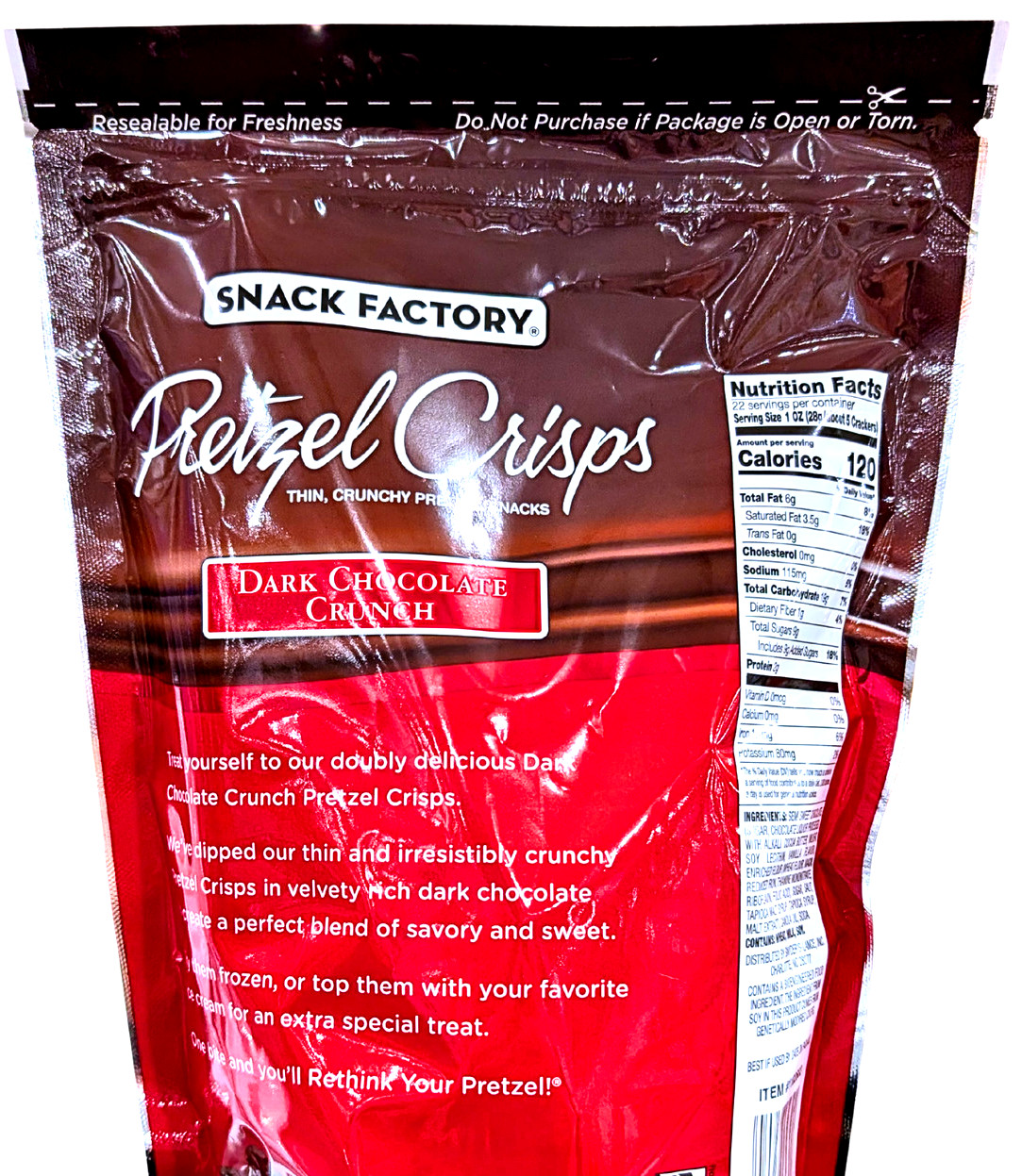 Snack Factory Dark Chocolate Crunch Pretzel Crisps 20 Oz EXP 04/2026 gallery