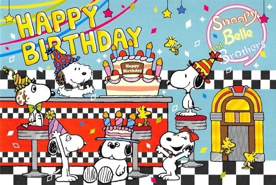 NEW Cartoon Peanuts Snoopy Theme Happy Birthday Backdrop 5 x 4.5ft gallery
