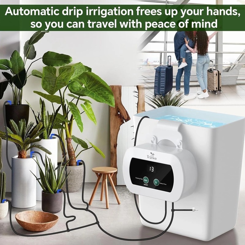 Solar Drip Irrigation System, Automatic Watering Kit for 15 Pots with 49ft Hose gallery