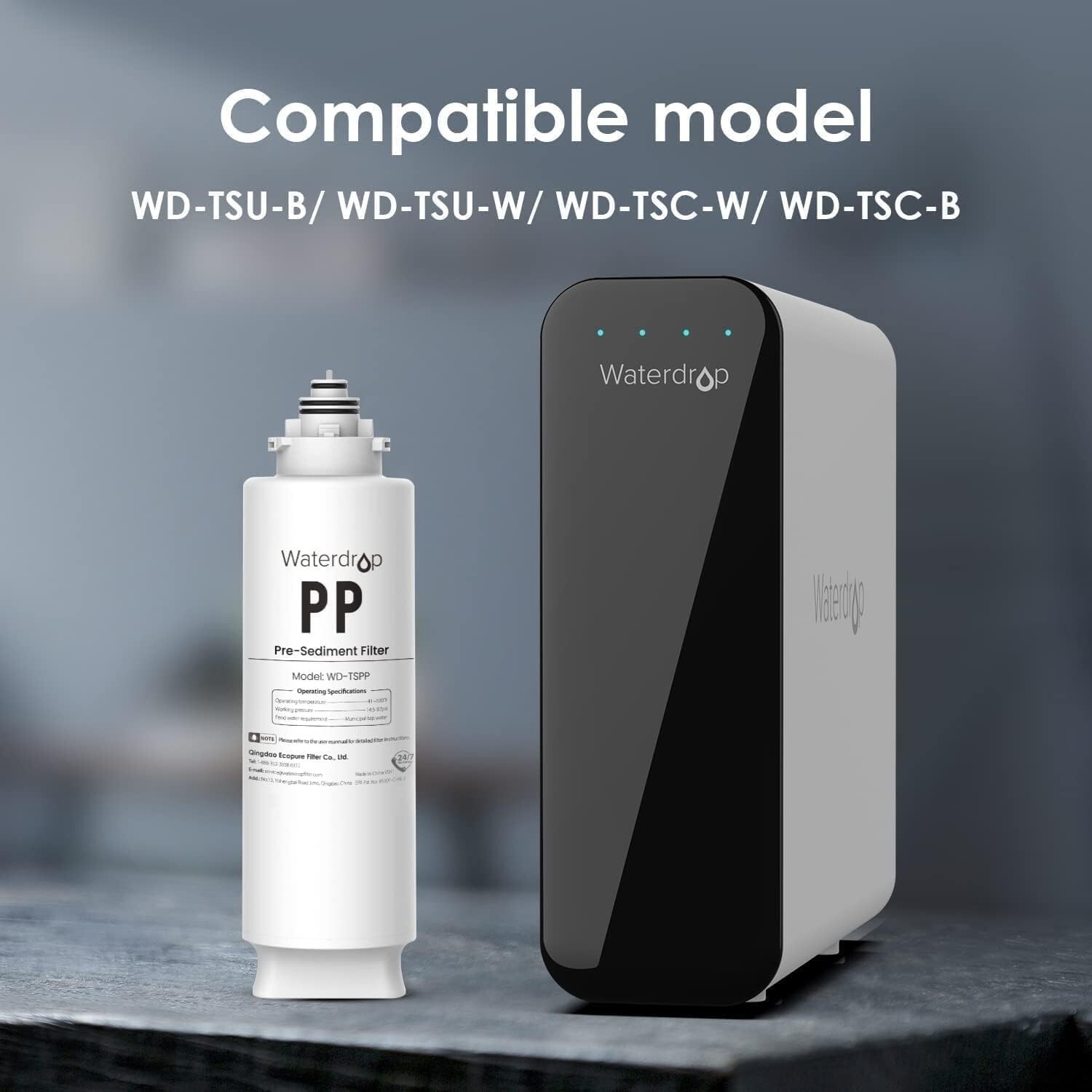 Waterdrop TSC Under Sink Water Filter System and Replacement filters, 2PP+CT+CS gallery