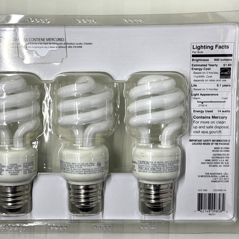 EcoSmart 60W Equivalent CFL Light Bulbs Soft White 900 Lumens 4-Pack gallery