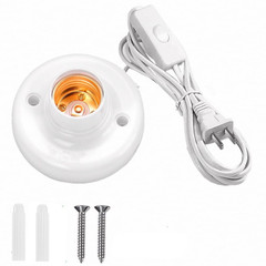  10Ft Light Bulb Socket with Cord,E26/ E27 Lamp Base Desktop, Light Socket with