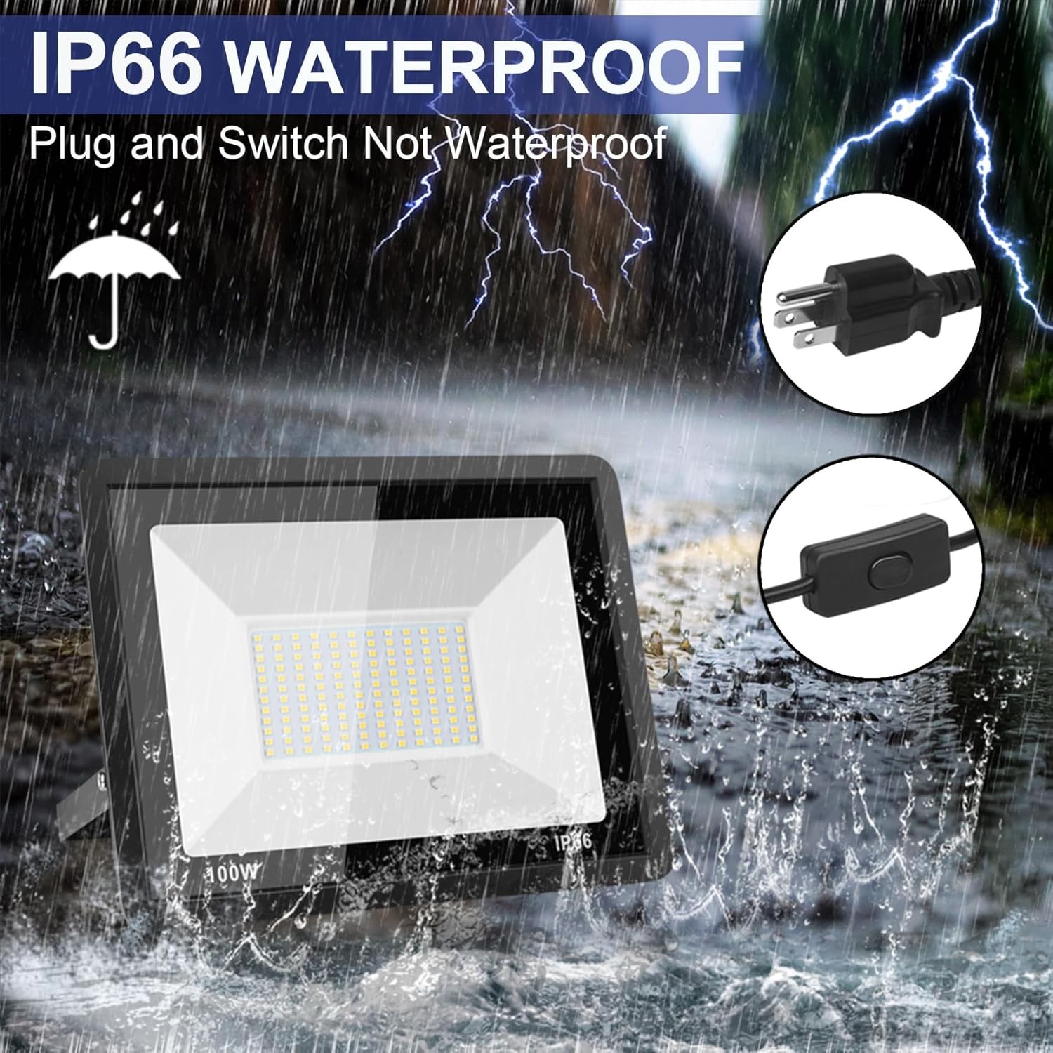200W LED Flood Light Outdoor, 20000LM Waterproof Security Work Light Plug-In gallery