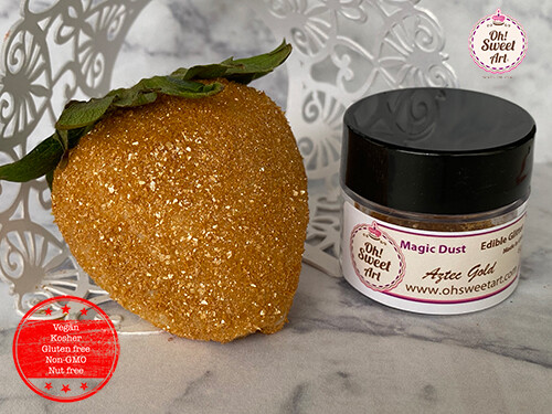 Edible Glitter dust AZTEC GOLD ( 6 grams ) Magic dust , Kosher, Gluten free FDA gallery