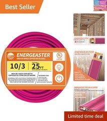 Solid Indoor 10/3 Type NM-B Pure Copper Cable 25FT, Pink, 10 AWG 3 Conductors…