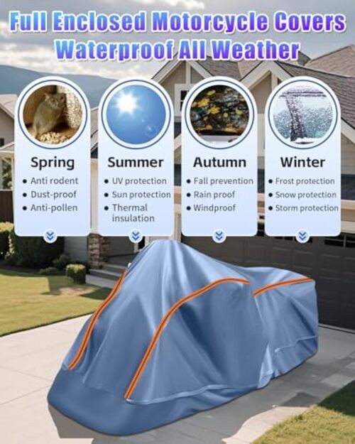 Full Enclosed Large Motorcycle Cover Waterproof Outdoor/Indoor Storage gallery