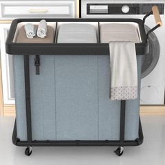 60 Gal Laundry Hamper 3 Section Laundry Sorter Rolling Lockable Wheels with Lid