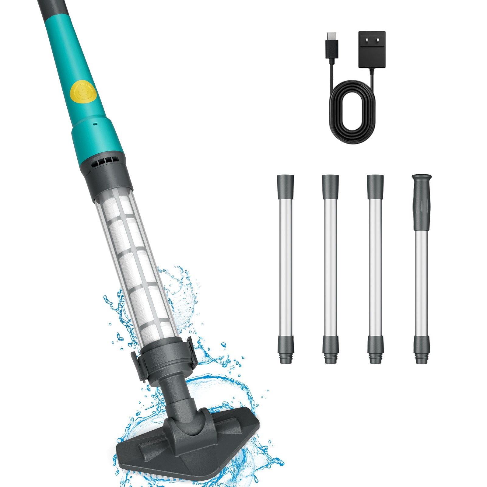 Rechargeable Cordless Pool Vacuum Handheld Underwater Cleaner with Pole Green gallery