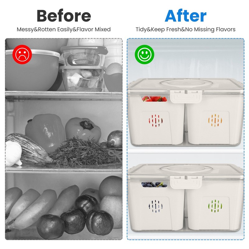 2Pack Airtight Fruit Storage Containers 4 Compartment Food Storage gallery