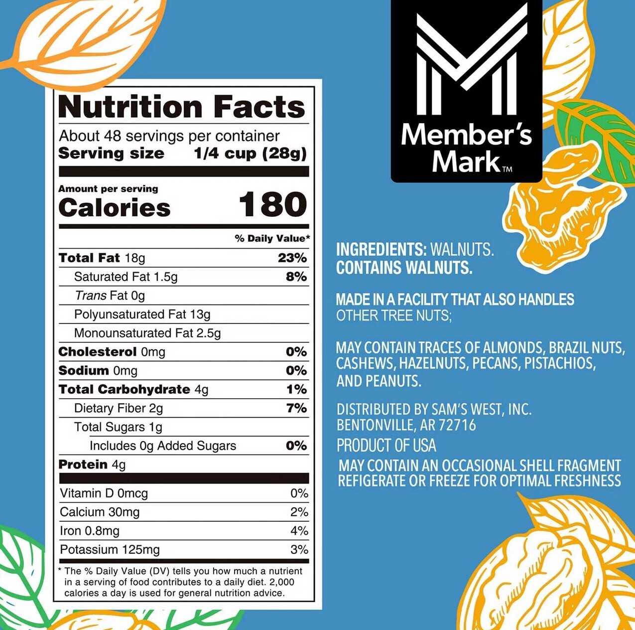 2 PACK - Member's Mark Natural Shelled Walnuts 3 lbs (Total 6 lbs) FREE SHIP!! gallery