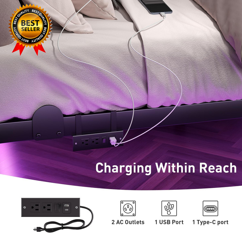 Floating Bed Frame with LED Lights and Charging Station 10 Inch Floating Bed gallery