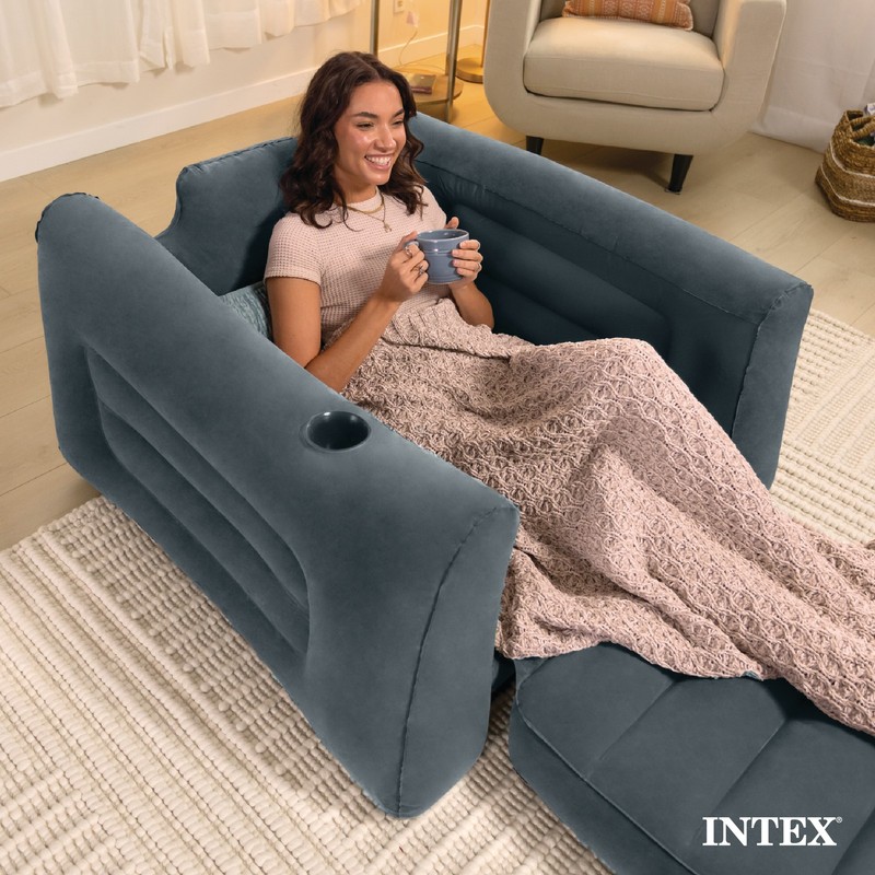 Intex Inflatable Pull Out Sofa Chair Sleeper/Twin Sized Air Mattress (2 Pack) gallery