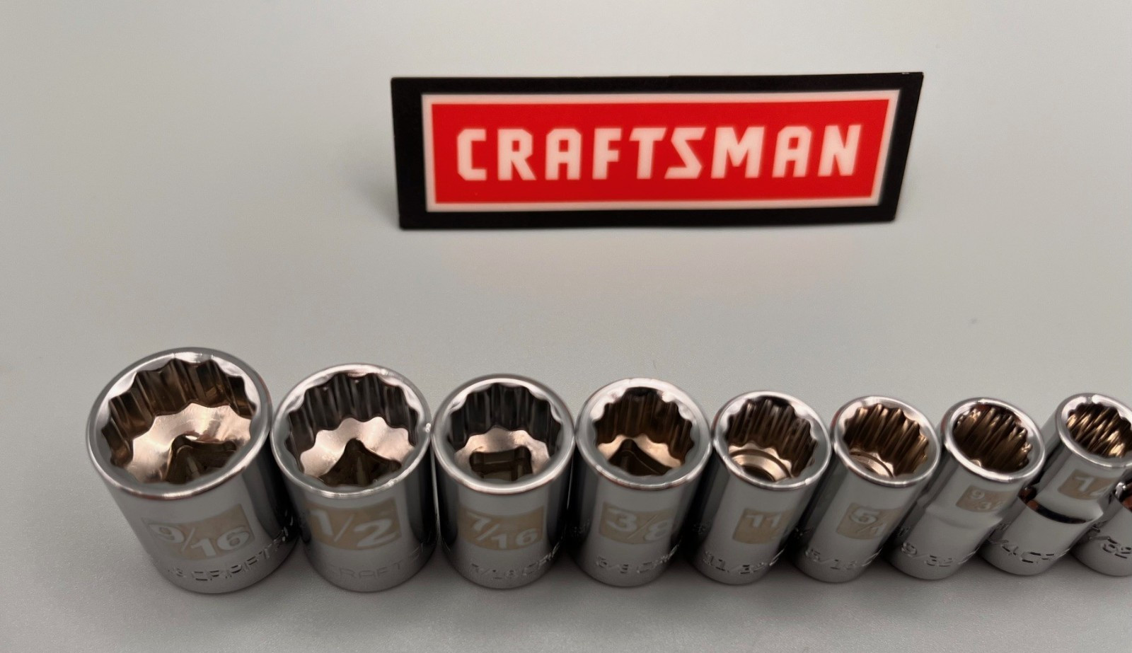 CRAFTSMAN TOOLS 10pc 1/4" SAE 12pt Socket Set 3/16"-9/16" DUAL ETCHED gallery