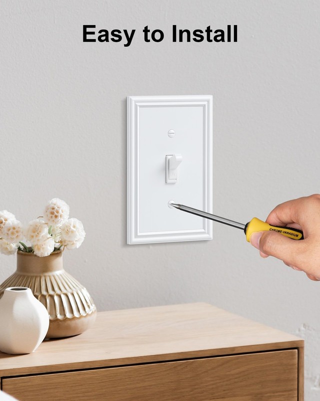 6-Pack Single Toggle Light Switch Cover Plate, Durable Solid Alloy Decorative... gallery