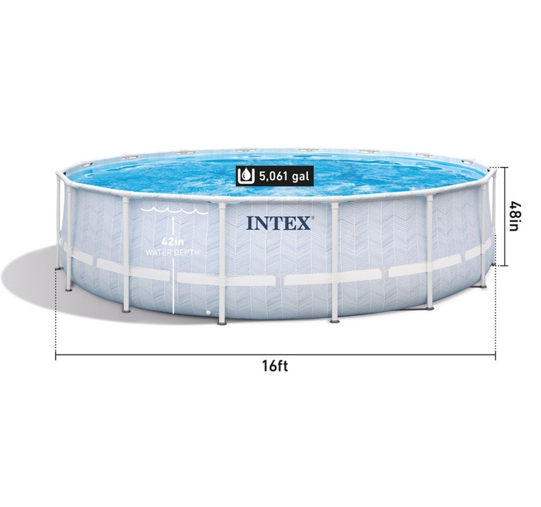 Intex 16FT X 48IN Chevron Prism Frame Premium Pool Set with Pump gallery