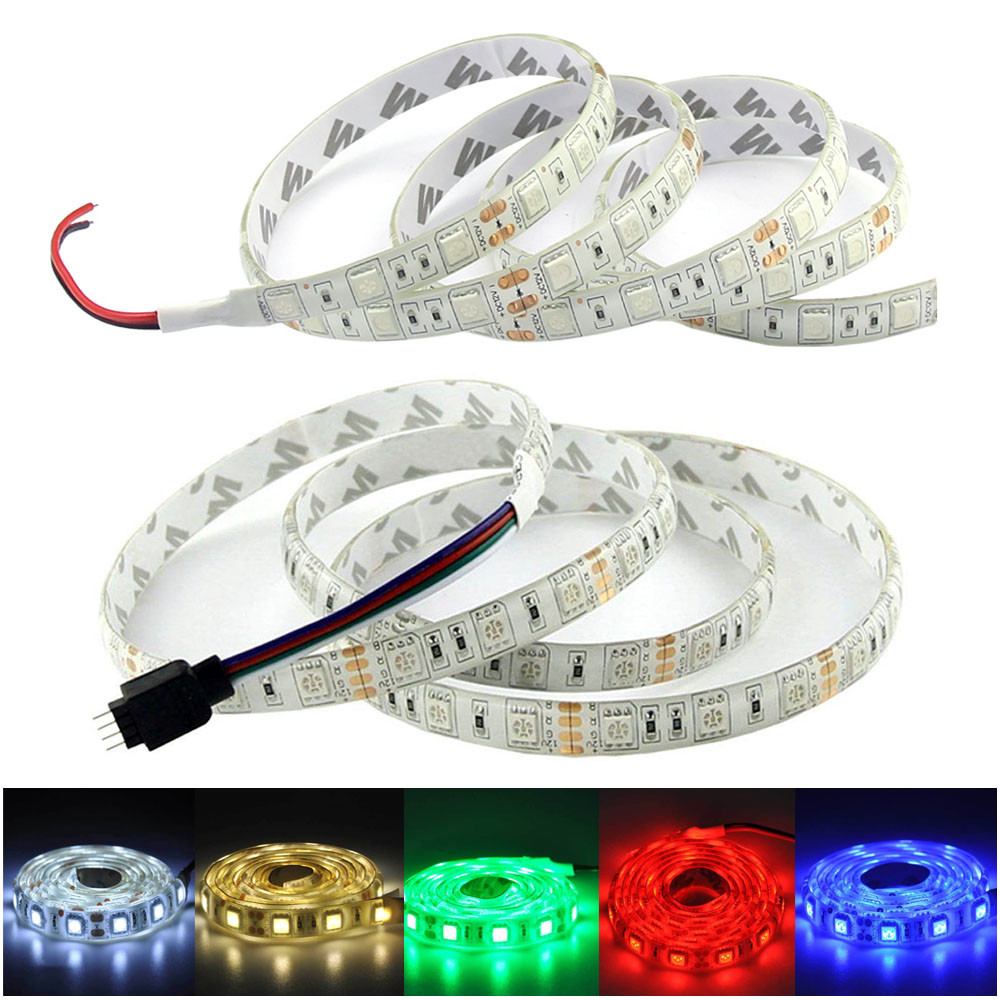 1M 2M 5050 60LEDs/M Waterproof Flexible LED Strip Light RGB Red Blue White DC12V gallery