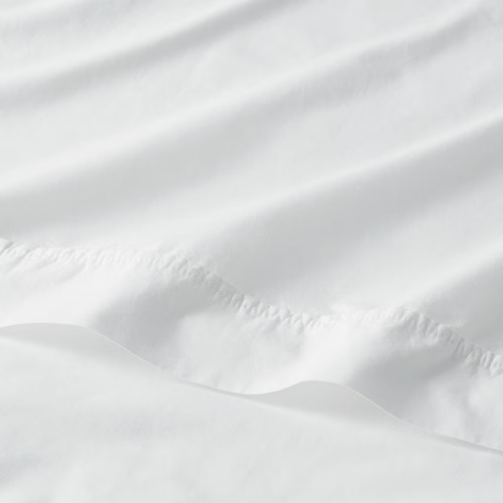 Queen 250 Thread Count Organic Percale Sheet Set True White - Threshold: gallery