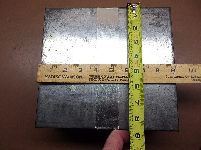 Nice Large Tinsmith Made Tin Box with Cover 8 1/2" x 9" x 3 1/2" w/Rolled Seams gallery