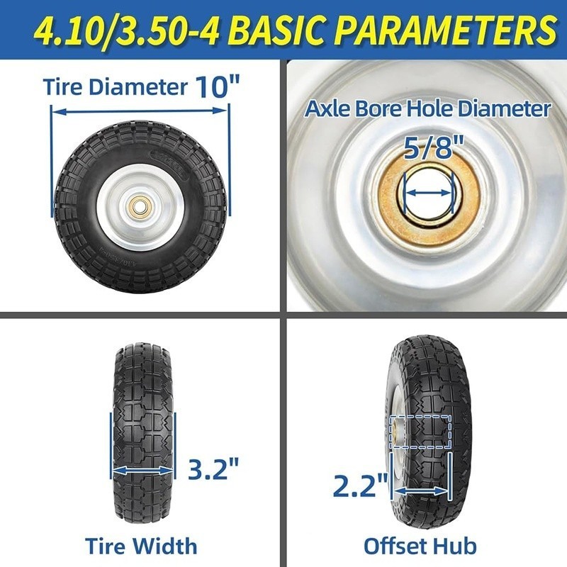 10 Inch Solid Tire 4 Pack Puncture Proof Airless Wheel Garden Cart Trolley New gallery